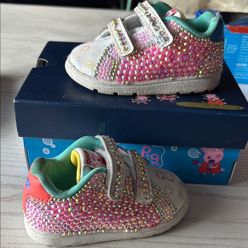 Peppa Pig Pink and White Rhinestone Sneakers